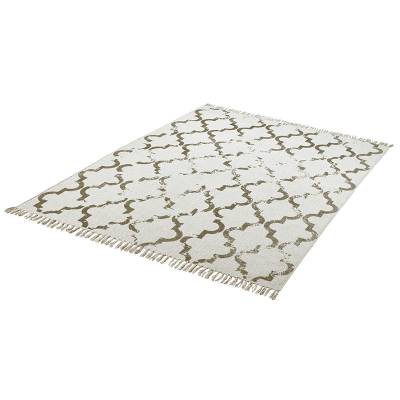 Muster 3D Baumwollteppich in creme und taupe von heineking24